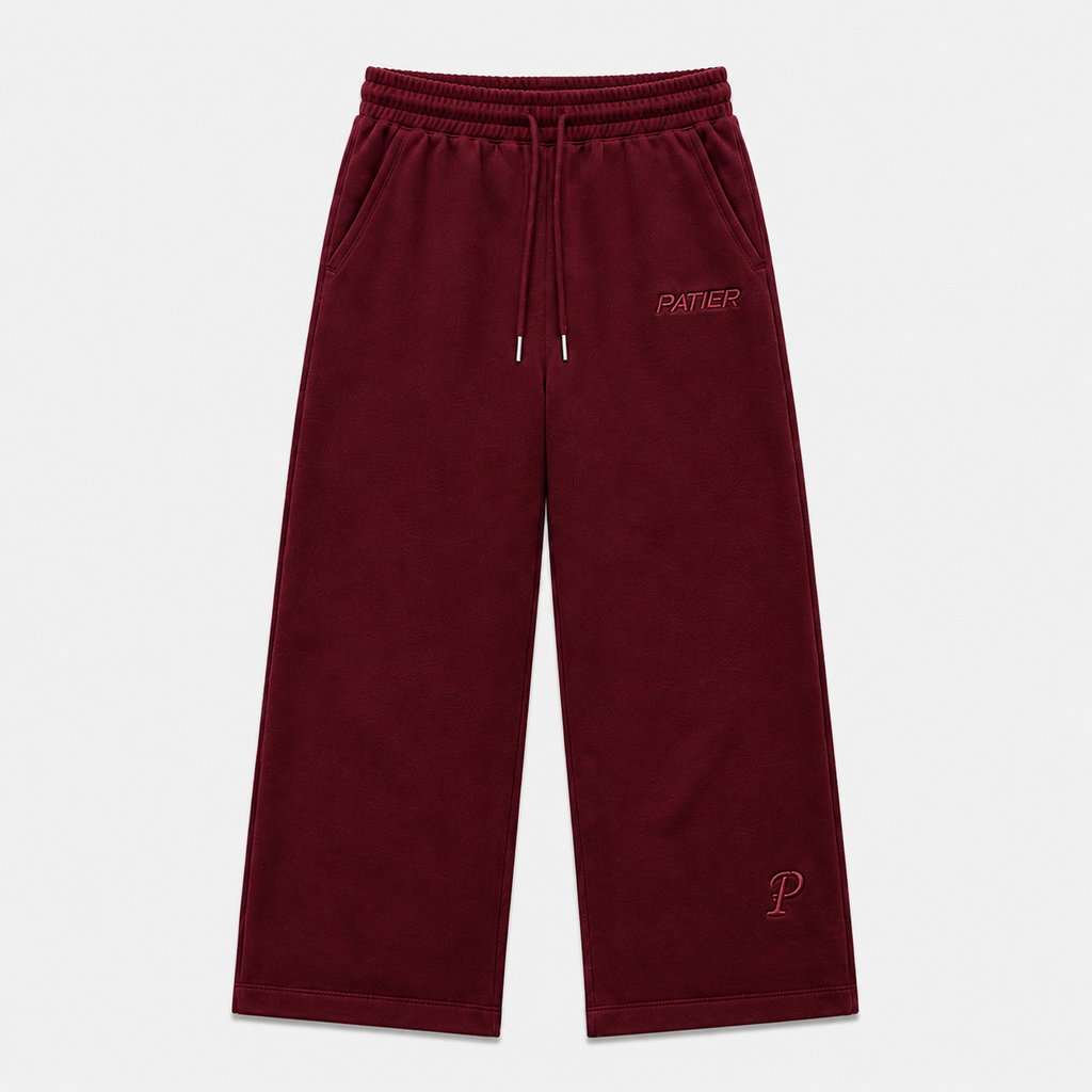 Patier Essentials Wide Leg Sweatpants – Burgundy