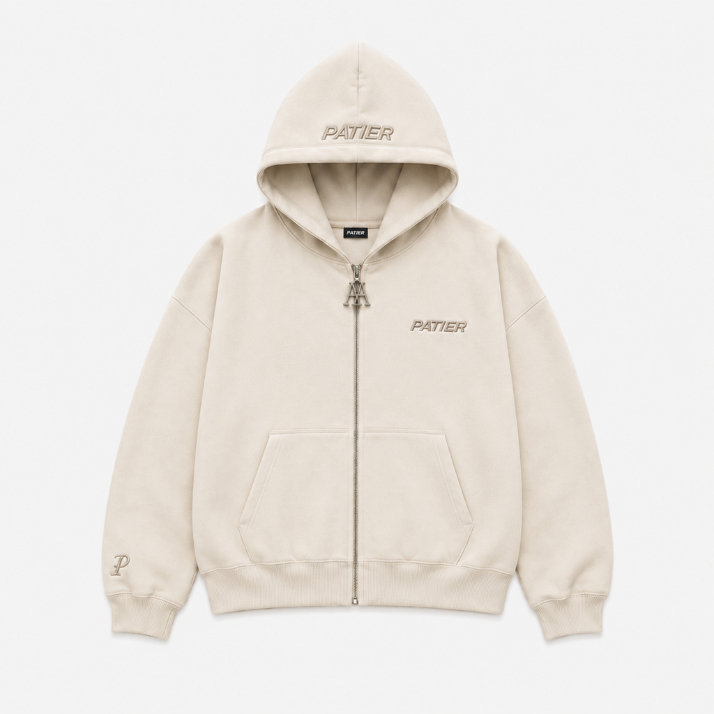 PATIER Essentials Zip Hoodie – OFF WHITE