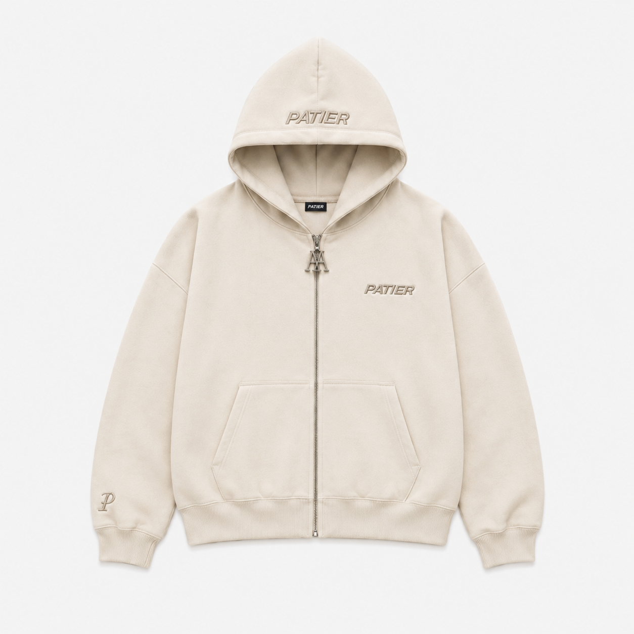 PATIER Essentials Zip Hoodie – OFF WHITE