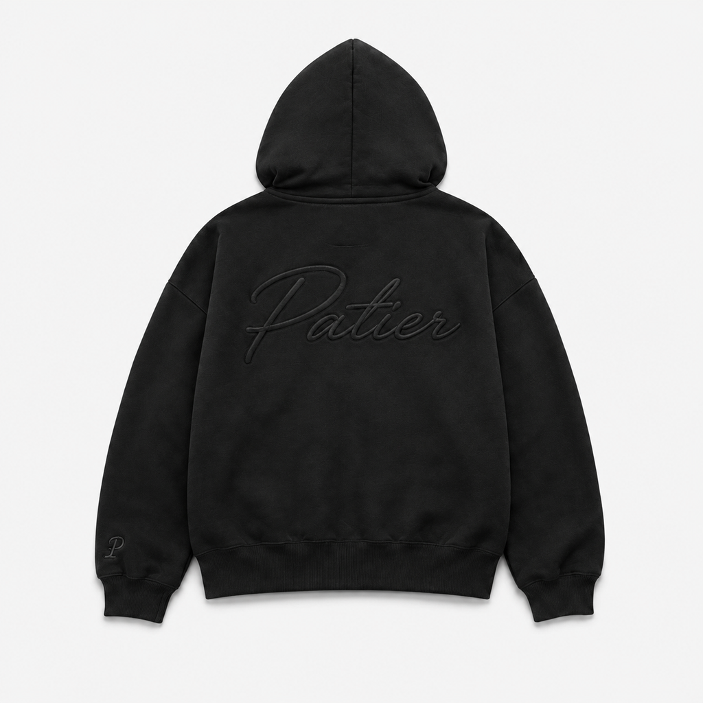 PATIER Essentials Zip Hoodie – JET BLACK