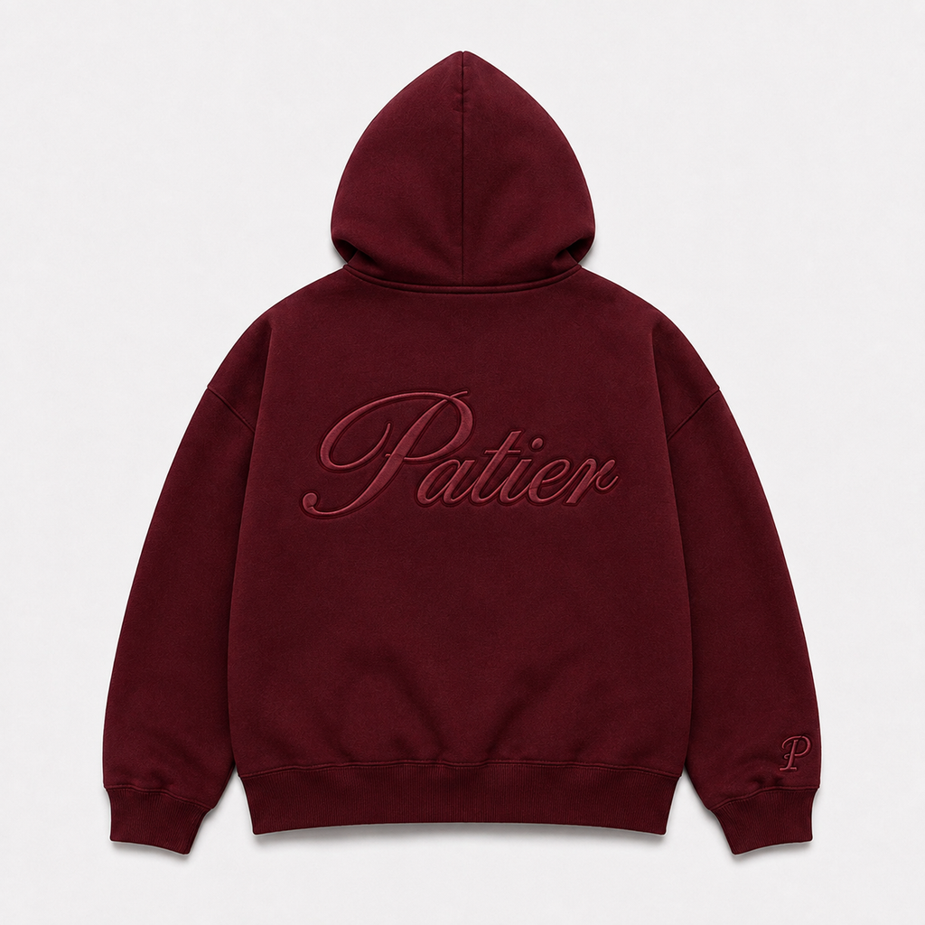 PATIER Essentials Zip Hoodie – Burgundy